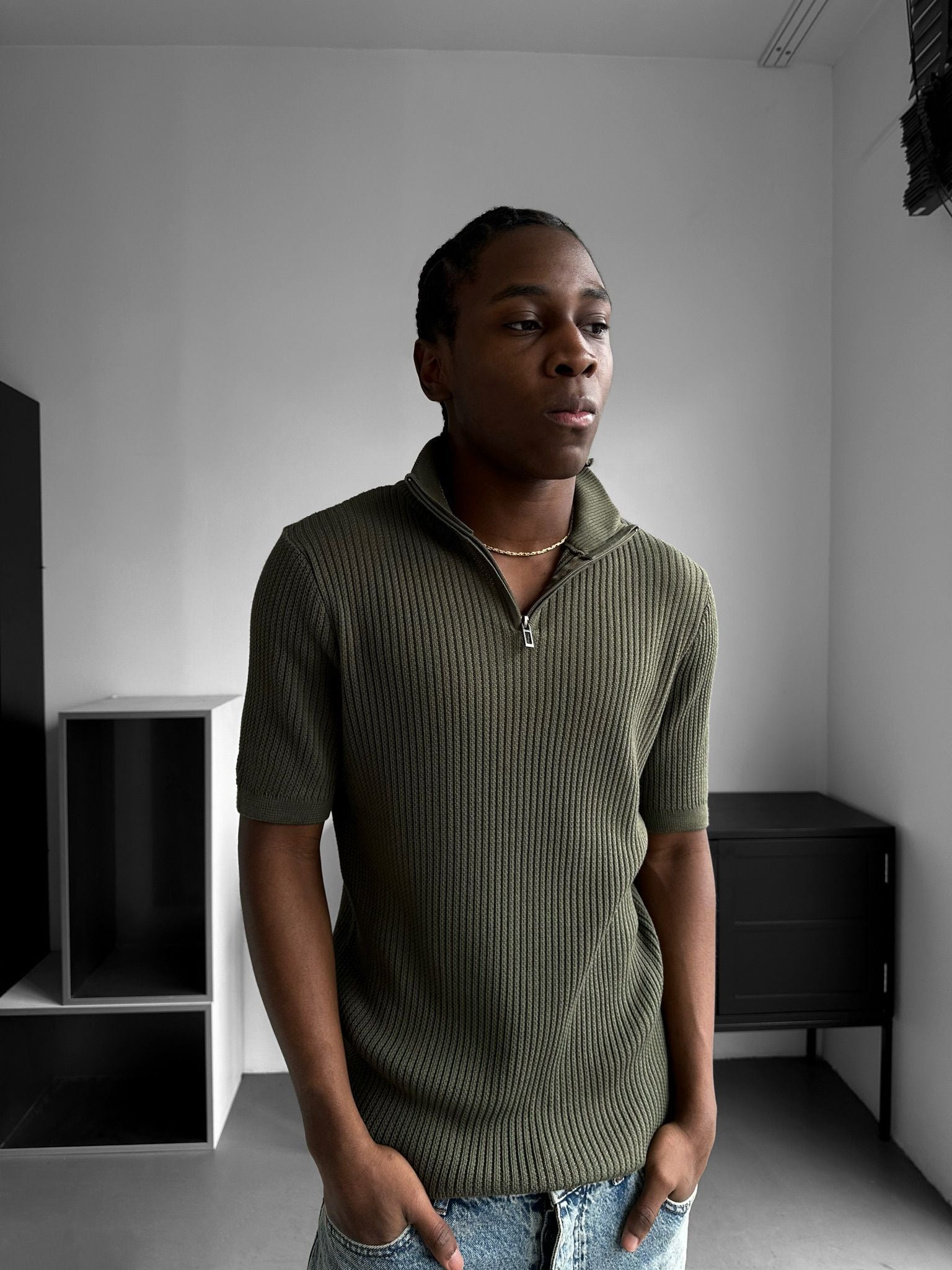 Slim Fit Polo | Reißverschluss & Stehkragen