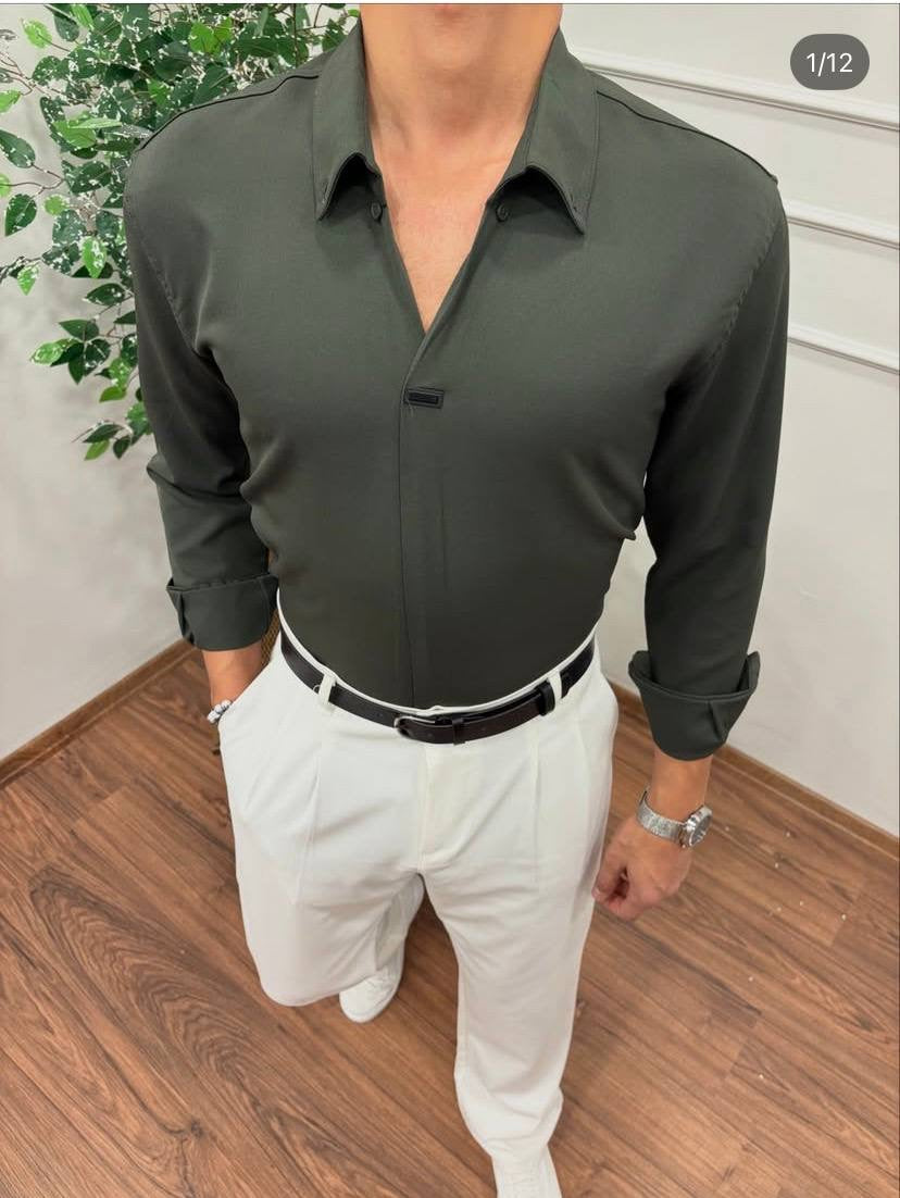 Overlap Langarmhemd – Slim Fit