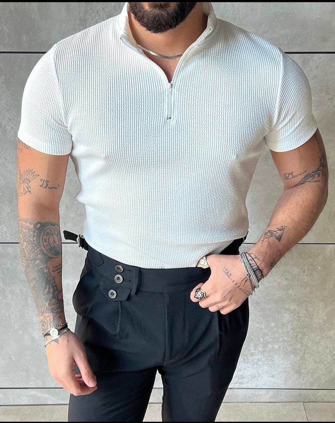 Poloshirt mit Stehkragen und Reißverschluss