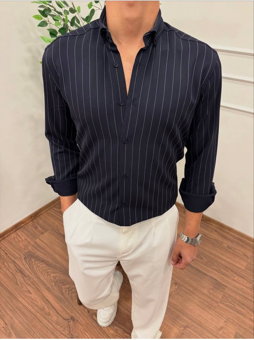 Elegantes Gestreiftes Hemd Slim Fit