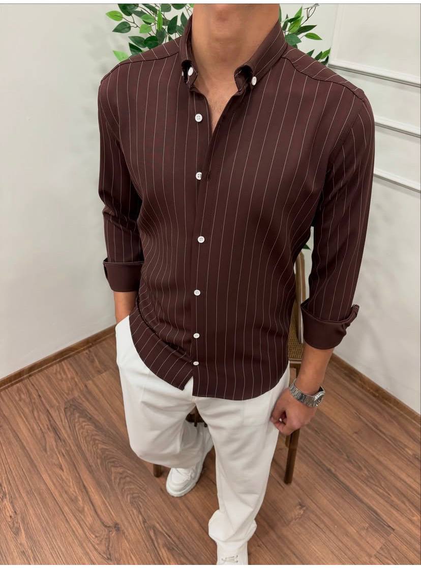 Elegantes Gestreiftes Hemd Slim Fit