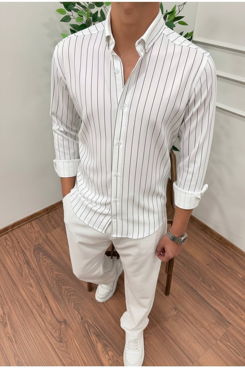 Elegantes Gestreiftes Hemd Slim Fit