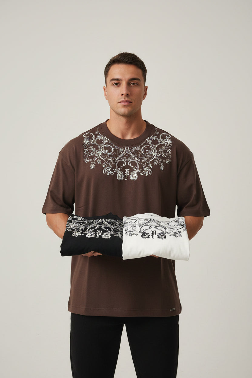 Oversize T-Shirt mit gestricktem Aufdruck