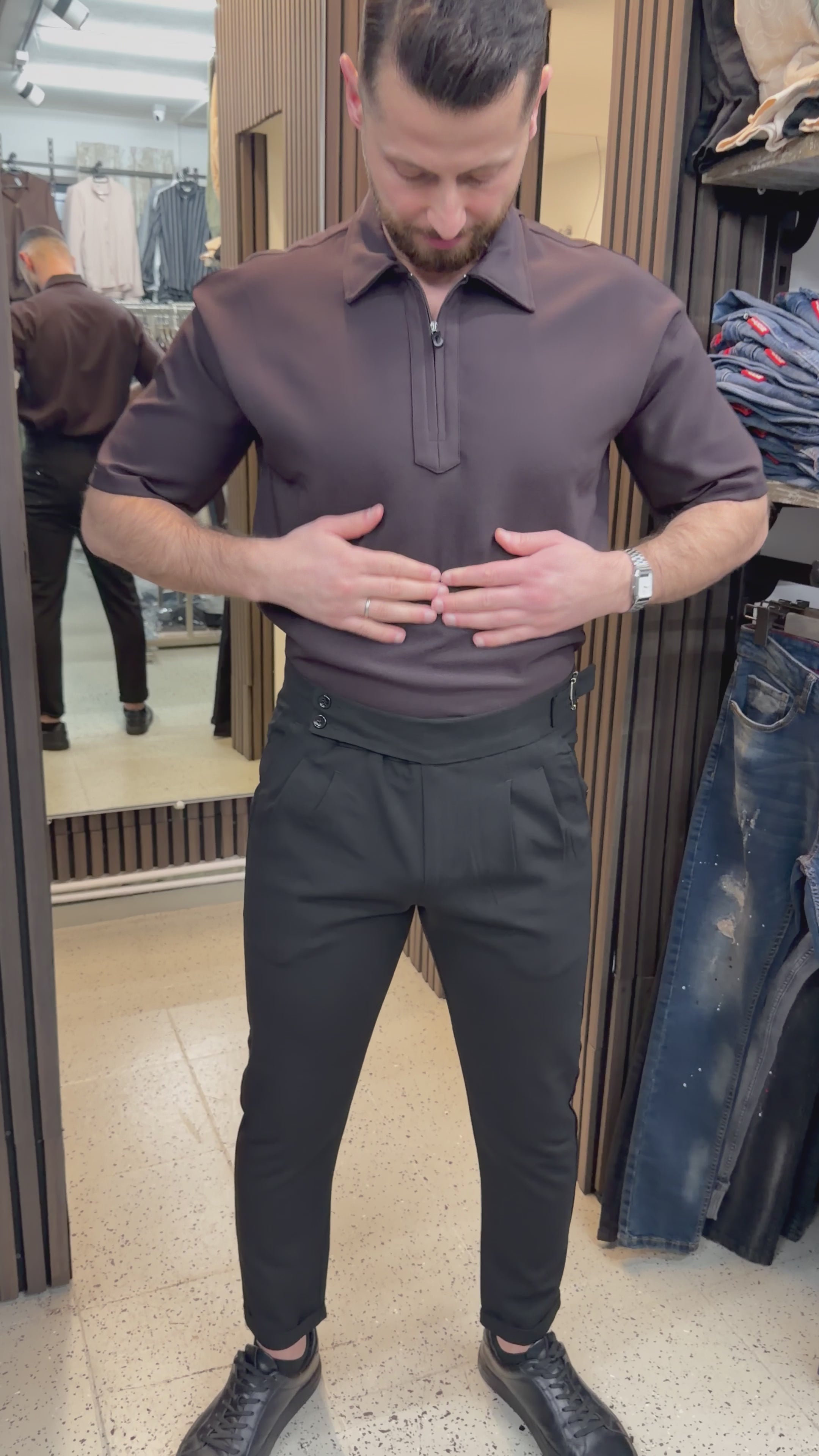 High-waist Stoffhose